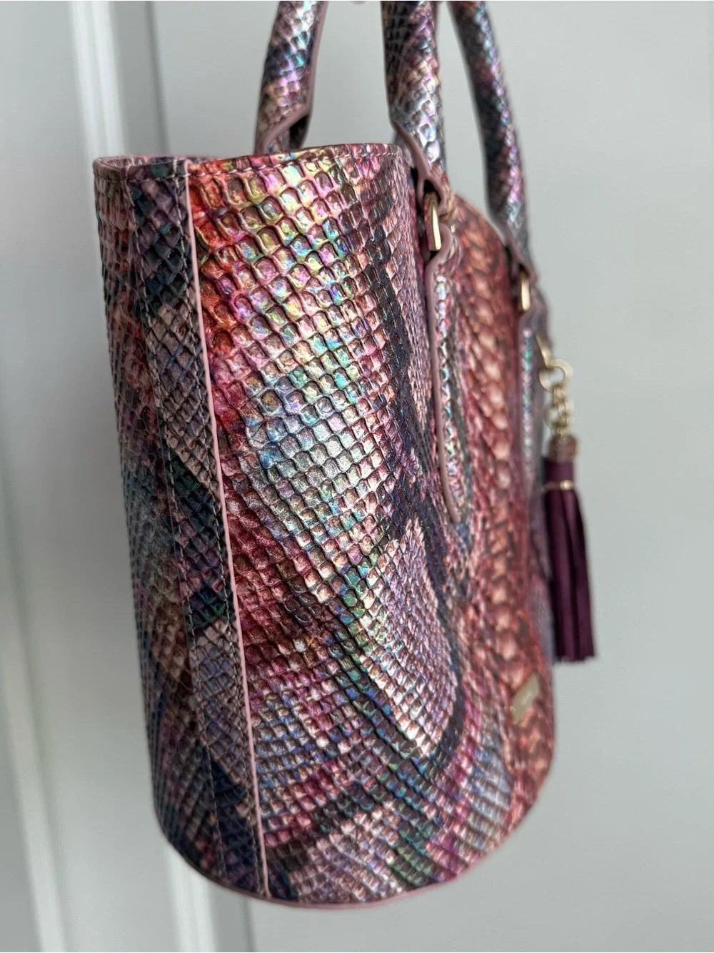 Brahmin Jenny Dewberry Ametrine Leather Satchel Handbag